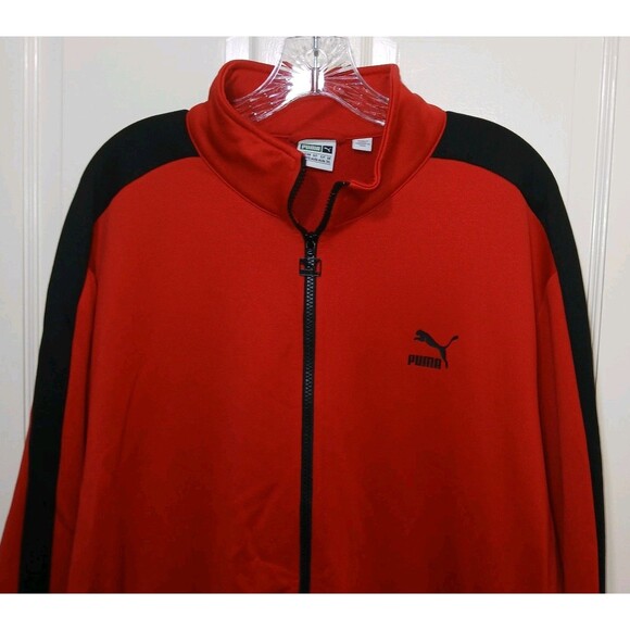 Men's Puma Red Black Full Zip Track Jacket Size 3XL Fall Spring Everyday Comfort - Picture 4 of 16
